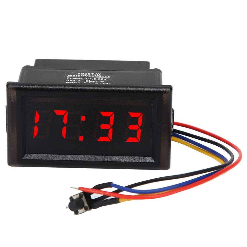 Auto Elektronische Uhr, Dc 4.5V-30V; Rot, Kleine Uhr Auto Wasserdicht, Auto-Armaturenbrett-Digitaluhr, Wasserdicht, Staubdicht, Auto-Elektronikuhr, LED-Digitalanzeige für Auto, DC4,5–30 V (Rot) von Akozon