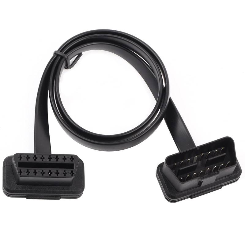 Auto-OBD2-Kabel 16-polig Stecker auf Buchse flaches Profil OBDII-Flachbandkabel Diagnoseadapter Stecker (60 cm) Kabel von Akozon