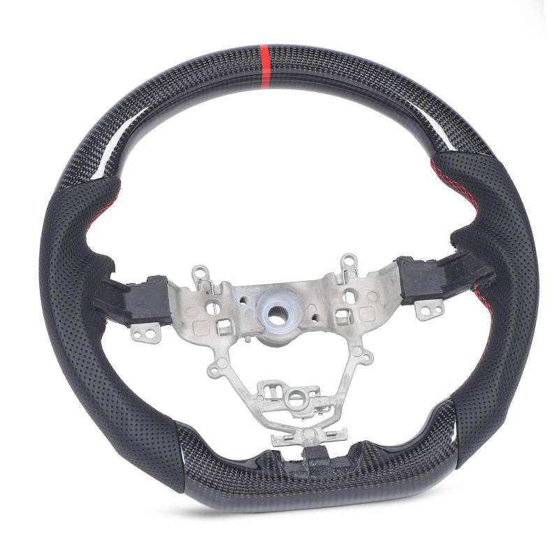 Carbon Lenkrad Lenkrad Perforiertes Leder Ersatz Hochwertiges Finish Beinbein Verbessertes Grip Racing Design Schwarzes Rotkompatibel mit Jimny JB64W JB74W JC74W 2019 von Akozon