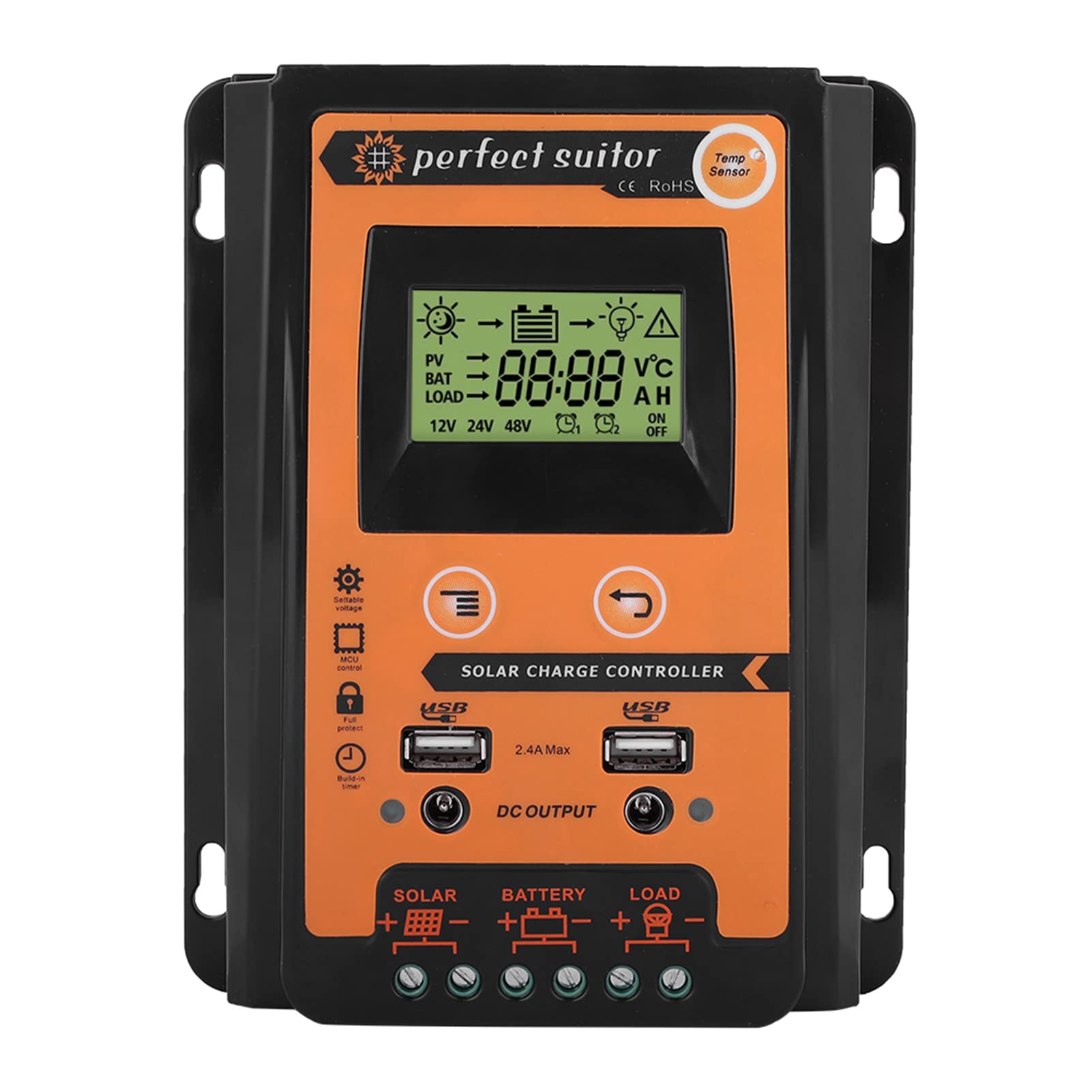 Charge + Regulator + MPPT Solarladeregler 12 V/24 V 30 A/50 A/70 A Solarpanel Batterieregler Laderegler Dual USB LCD Display Solar Power Battery Controller (30 A) + Ladung + Regler von Akozon