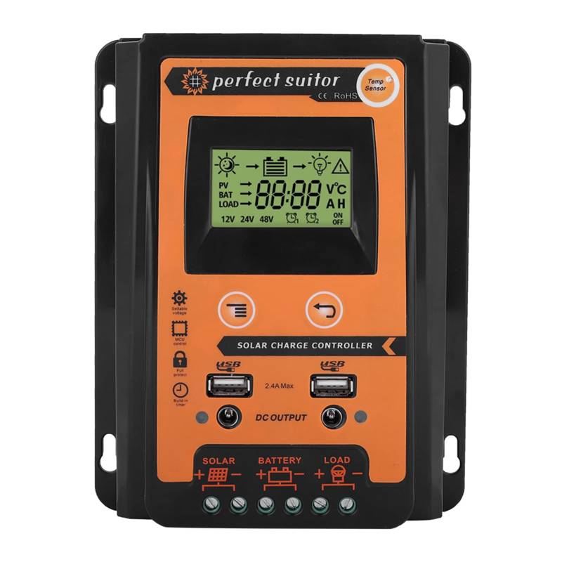 Charge + Regulator + MPPT Solarladeregler 12 V/24 V 30 A/50 A/70 A Solarpanel Batterieregler Laderegler Dual USB LCD Display Solar Power Battery Controller (30 A) + Ladung + Regler von Akozon