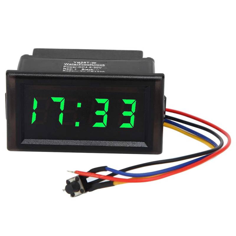 DC4.5-30V Wasserdichtes staubdichtes Auto Auto Elektronische Uhr LED Digitalanzeige (Grün) von Akozon