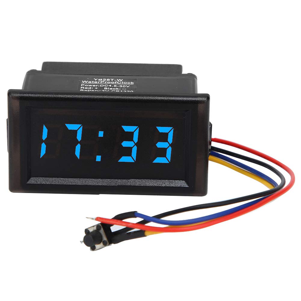 Digitaluhr Wasserdicht, Auto Digitaluhr Beleuchtet Einbau, Auto-Armaturenbrett-Digitaluhr, Wasserdicht, Staubdicht, Auto-Elektronikuhr, LED-Digitalanzeige für Auto, DC4,5–30 V (BLUE) von Akozon