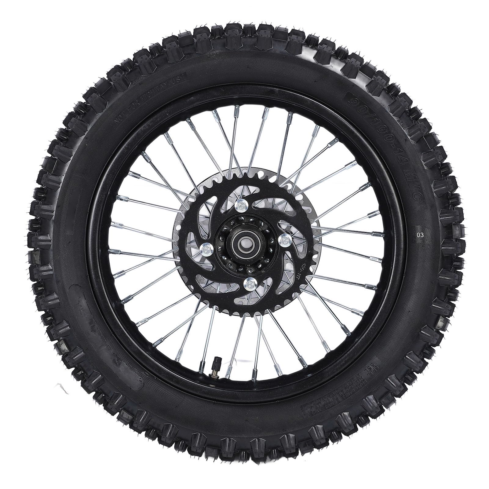 Dirt Bike Hinterradfelgen-Reifenbaugruppe, Verbesserter Griff, Ersatz für Tao Kayo TSD 110 TD 125 14-Zoll-Wellensatz von Akozon