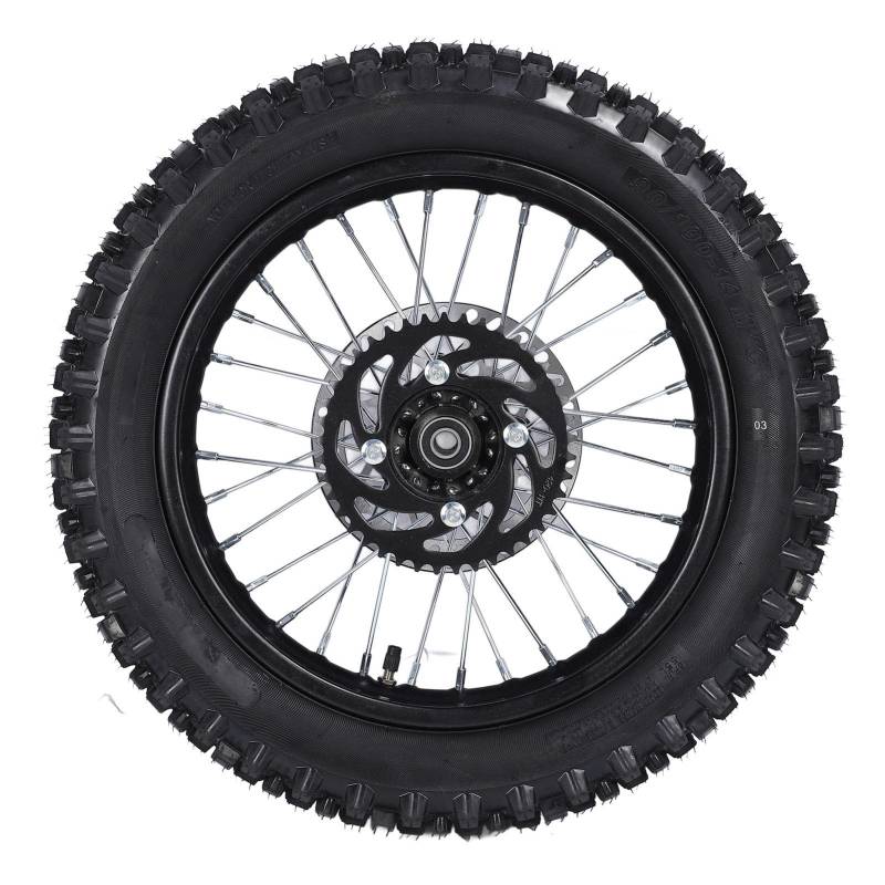 Dirt Bike Hinterradfelgen-Reifenbaugruppe, Verbesserter Griff, Ersatz für Tao Kayo TSD 110 TD 125 14-Zoll-Wellensatz von Akozon