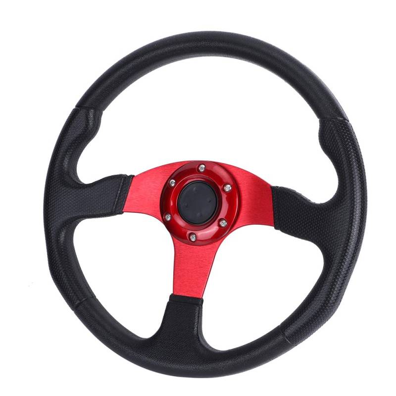 Akozon Rennlenkrad, Universal Sportlenkrad 350 mm/14 Zoll Drifting Lenkrad Auto Lenkrad Steering Wheel Deep Dish 6 Bolzen Modified Accessory (Rot) von Akozon