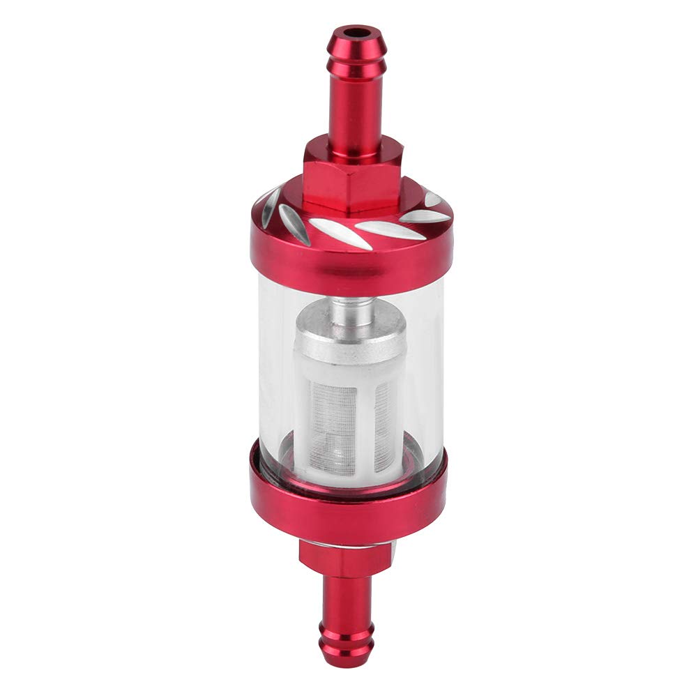 Inline-Ölfilter, professioneller Motorradölfilter Ersatz 8mm Gewinde Motorrad Inline-Gasöl Kraftstofffilter Für verschiedene Motorräder Kraftstofffilter(rot) von Akozon