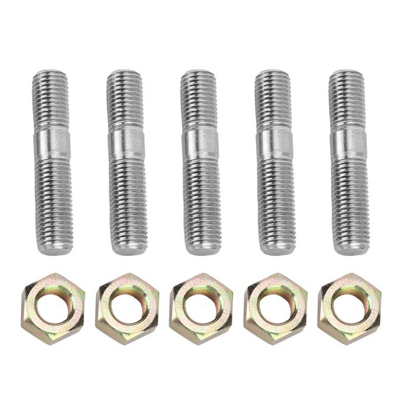 Kopfschraubensatz,M10x1.25 50mm 5Pcs Turbo Schraube und Muttern, Edelstahl 304 Turbo Stud Kit passt für DSM 1G EVO1~10 von Akozon