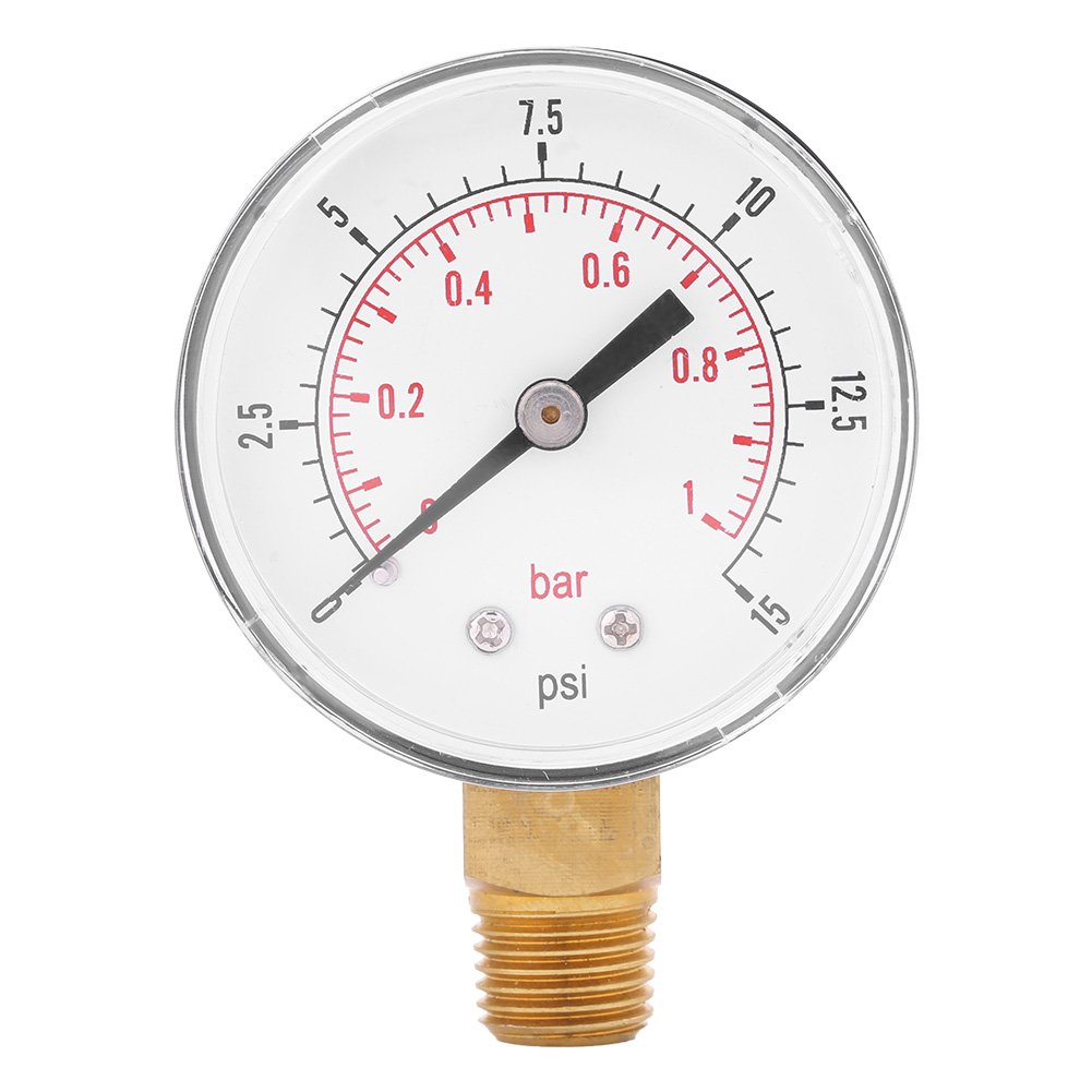 Manometer, Akozon Mini Niederdruckmanometer Metallgehäuse 1/4 "NPT untere Halterung für Kraftstoff Luft Öl oder Wasser 0-15psi/0-1bar BSPT von Akozon