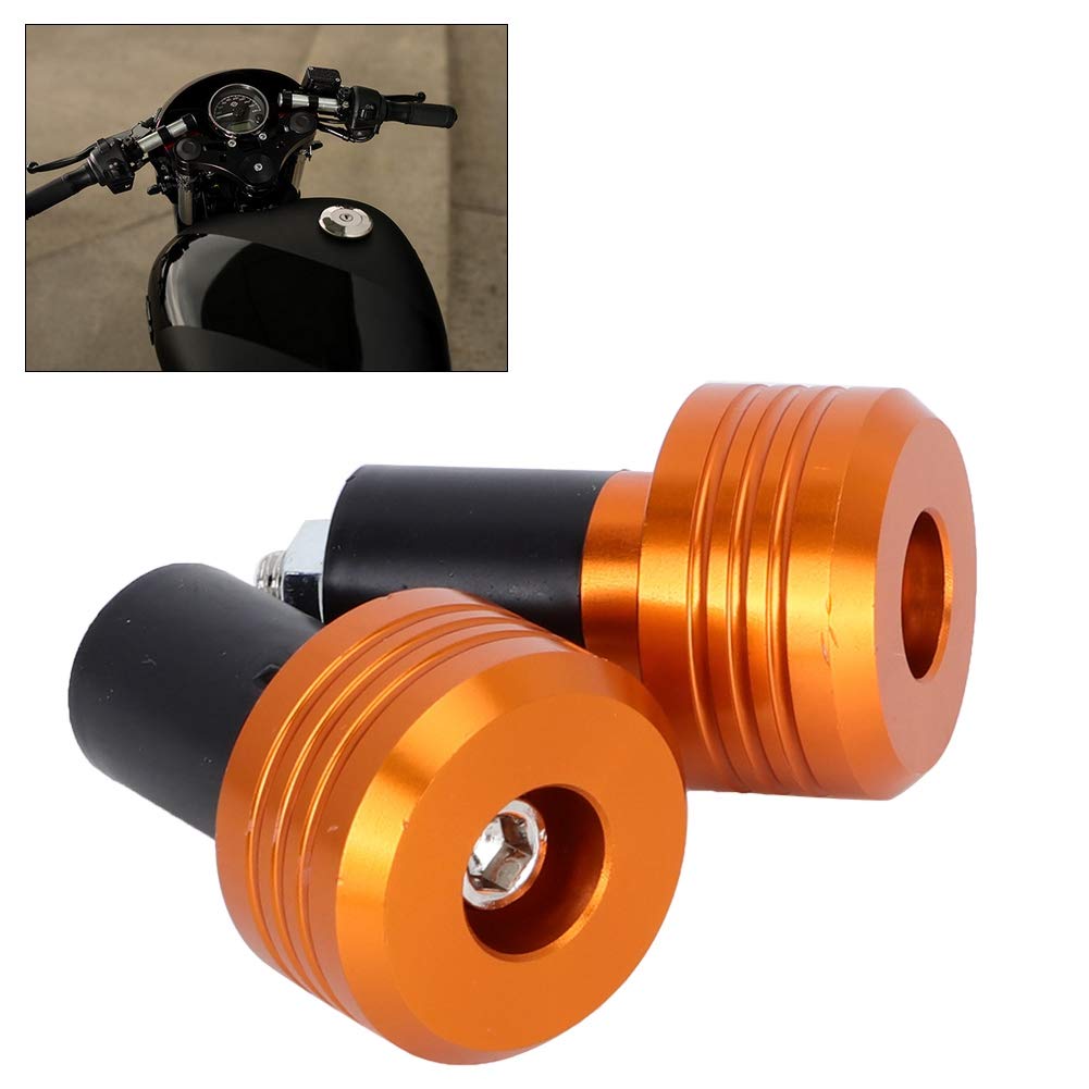 Motorrad Lenkerenden, Motorrad-Lenker-Griffende, Aluminiumstopfen, Moto-Slider-Zubehör, Sitz und Zubehör (Orange) von Akozon