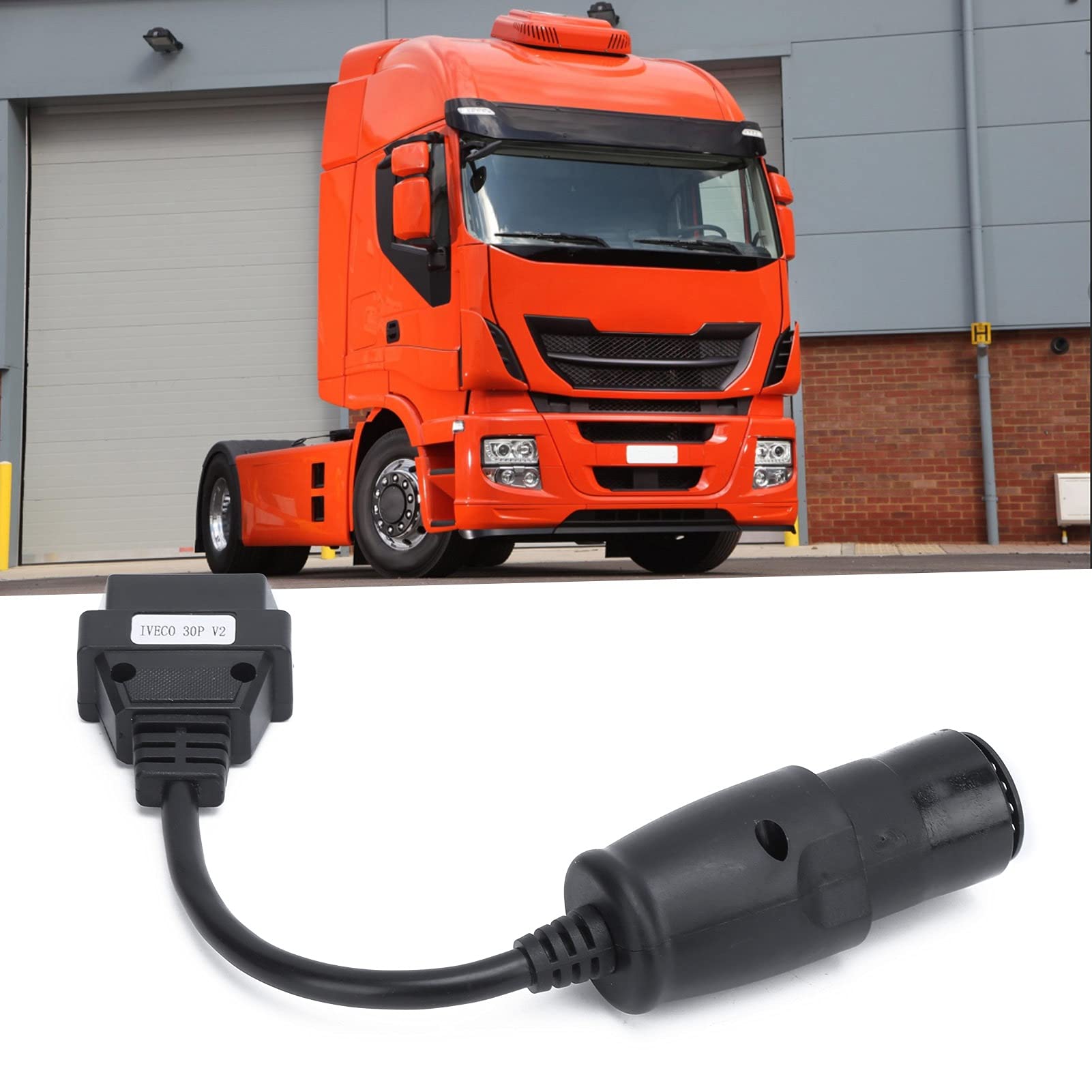 OBD2 30-Pin-16-Pin-Diagnosekabeladapter Auto-Diagnose-Verlängerungskabel-Adapter OBD2-Anschlusskabel-Scan-Tool 250mm/9.8in Länge Ersatz für IVECO Trucks von Akozon