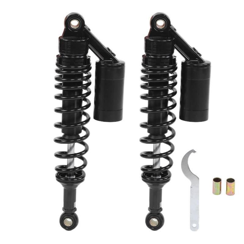 Paar 340 Mm Motorrad Stoßdämpfer Air Shock Absorber Hinterradfederung Dämpfer für ATV SUV(Schwarz) von Akozon