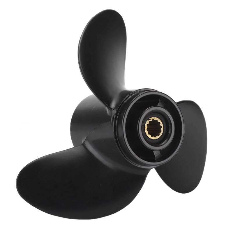 Propeller, 48‑812950A02 Bootspropeller 3 Blätter Propellerblatt aus Aluminiumlegierung Ersatz für Tohatsu Außenbordmotor 4PS 5PS 6PS Schwarz Auto von Akozon