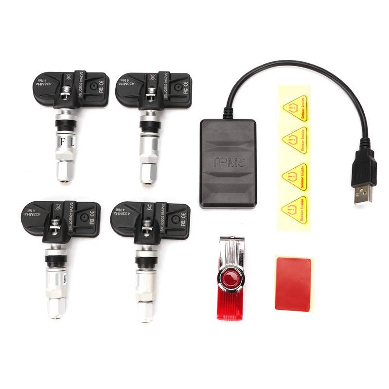 Reminnbor Reifendruckkontrollsensor Auto Auto Reifendruckkontrollsystem Systemkapseln USB TPMS mit internem Sensor für Android Navigation von Akozon