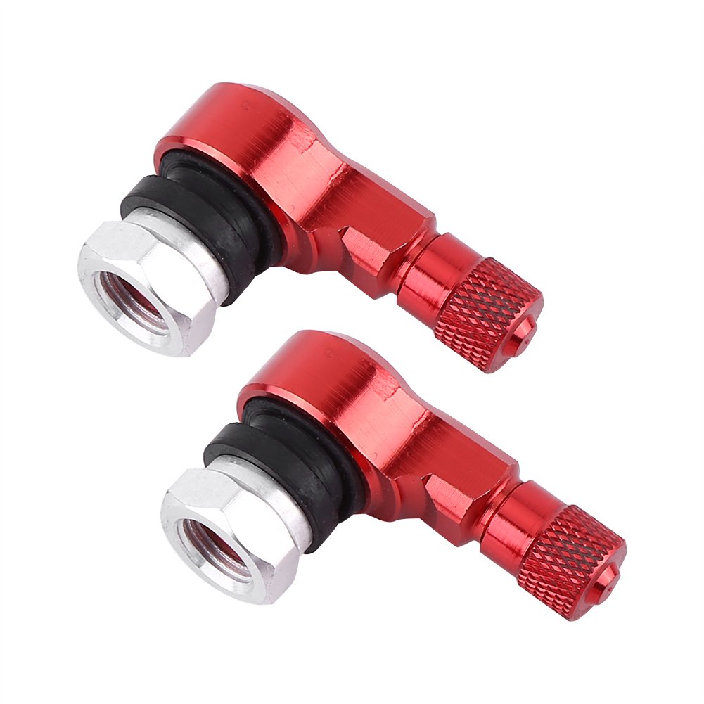 Valve stem Extenders + Motorrad Motorrad Reifenventil, 1 Paar 11,3mm 90 Grad Universal Motorrad Aluminiumlegierung Reifenventil Ventilschaftkappen (Rot) Ersatz Zubehörteil von Akozon