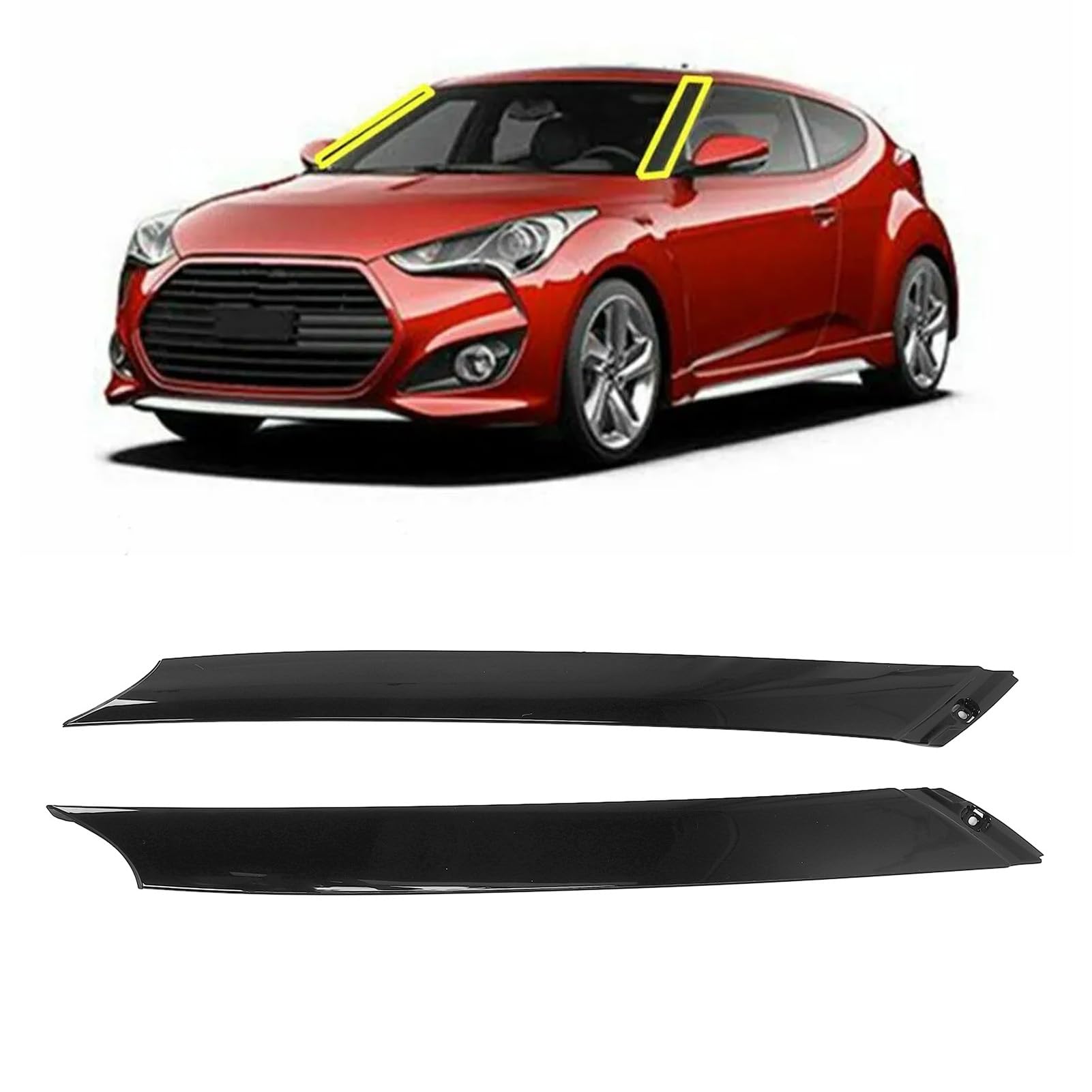 Windschutzscheiben-A-Säulen-Zierleisten-Set für Veloster 2012–2017 – Links und Rechts Ersatz 86170 2V000, 86180 2V000 von Akozon