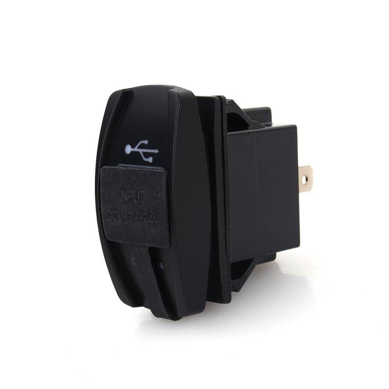 carling DC 12 V-24 V Motorrad Dual Port USB Ladestation, 3.1A Auto Schnellladung USB Ladegerät Wippschalter Stil Blaue LED für Auto, Motorrad, Elektroauto, ATV, Boot Ersatz Zubehörteil von Akozon