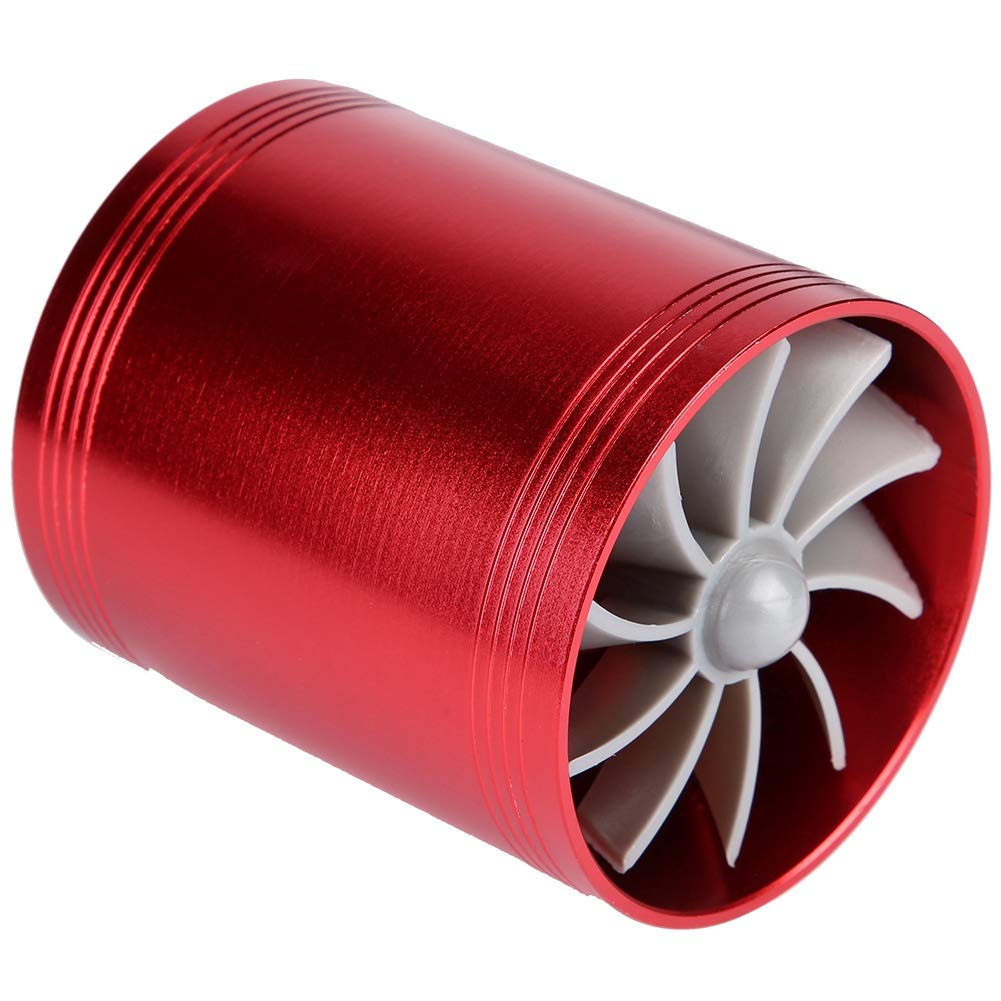 supercharger kit + Luftturbonator, Auto Lufteinlass Doppellüfter Turbinenladegerät Kraftstoffsparer Turbolader(rot) von Akozon
