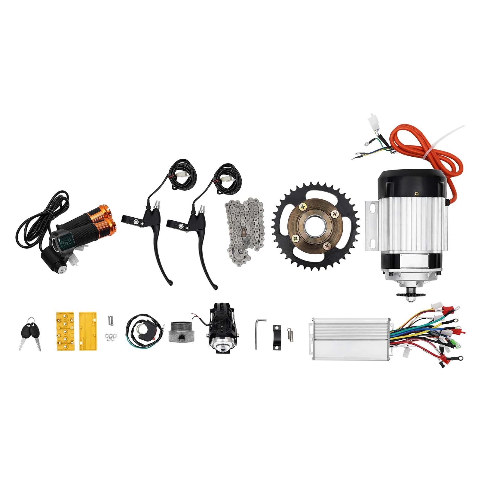 500/750W Bürstenloser Motor Umbausatz 48V Getriebemotor Kit mit Motorsteuerung Kette Drosselklappe Bremshebel Max. Tragfähigkeit 200/300kg für Dreirad (500W 48V) von Akuoyiexemye