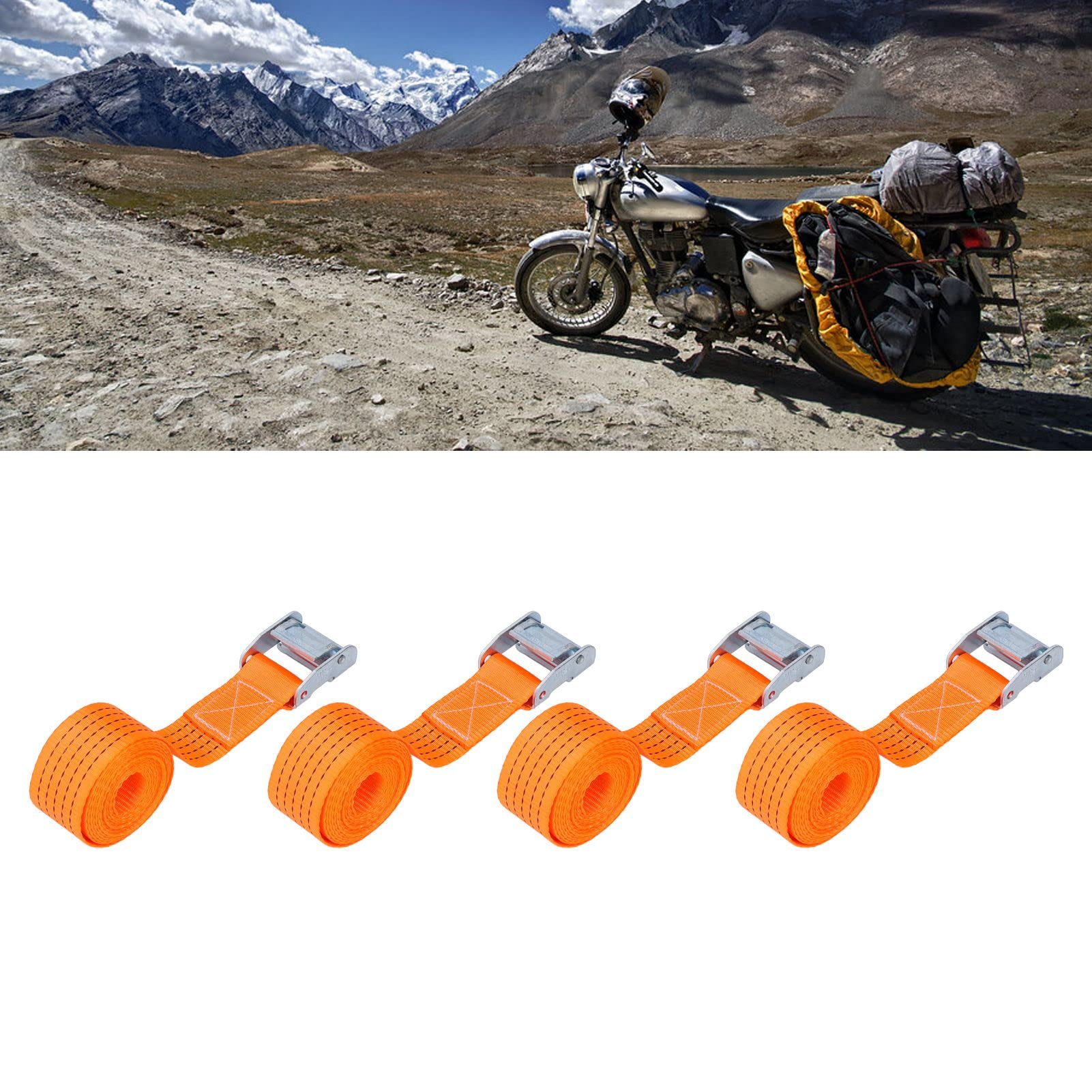 Aladeno 4 Stück 2 Zoll 50 mm Spanngurte, hochfeste Zurrgurte, robuster, sicherer Spanngurt mit Verstellbarer Schnalle für Fracht, Gepäck, Motorrad, Anhänger, LKW, Orange von Aladeno