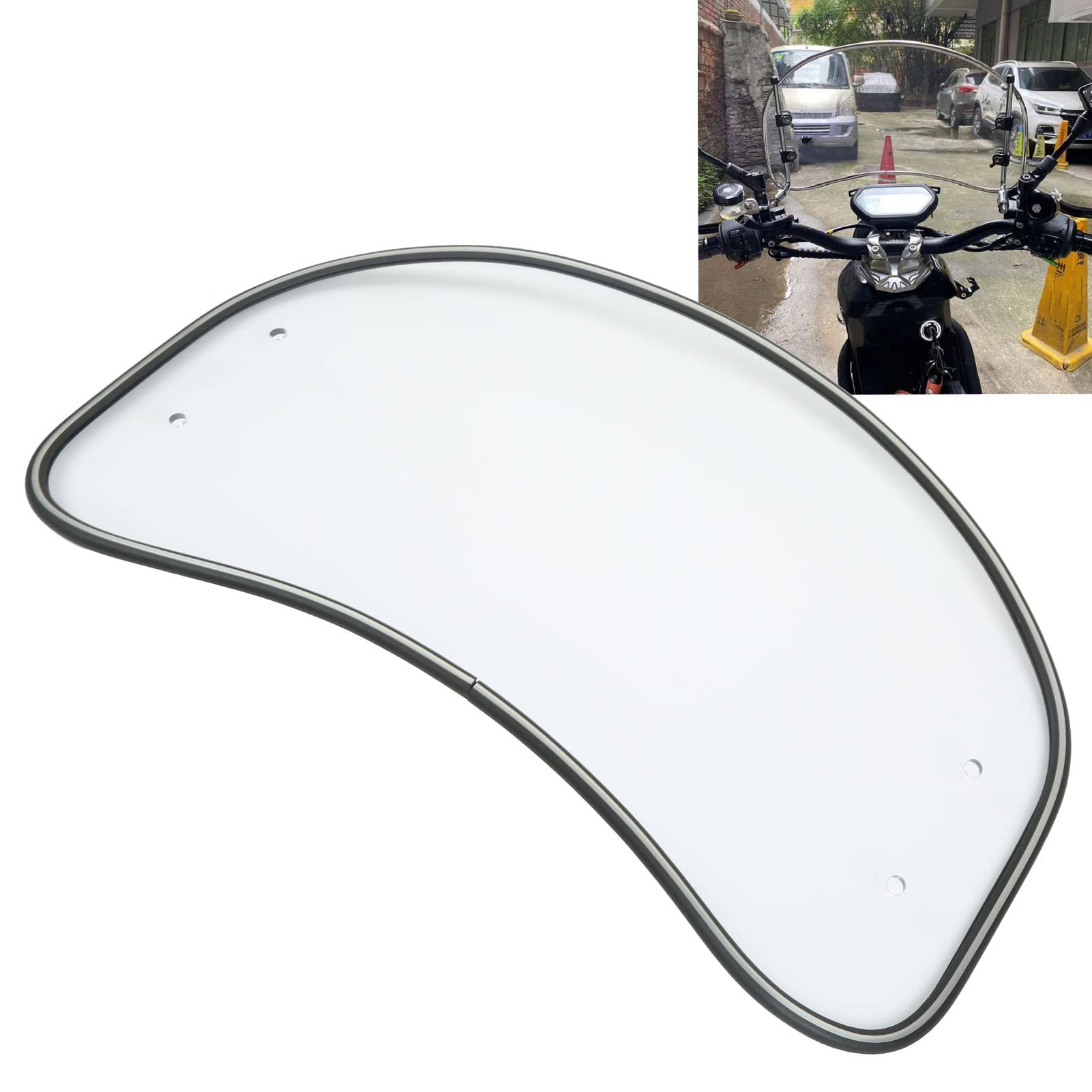 Aladeno Ovale Motorrad-Windschutzscheibe, transparente Frontscheibe, Spoiler, Windschutzscheibenverlängerung, kleine Windschutzscheibenverlängerung, transparenter von Aladeno