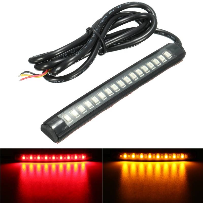 Alamor 12V 17 LED flexible Motorrad Streifen Licht Schwanz Bremse Stop Turn Sign Licht Bernstein + rot von Alamor