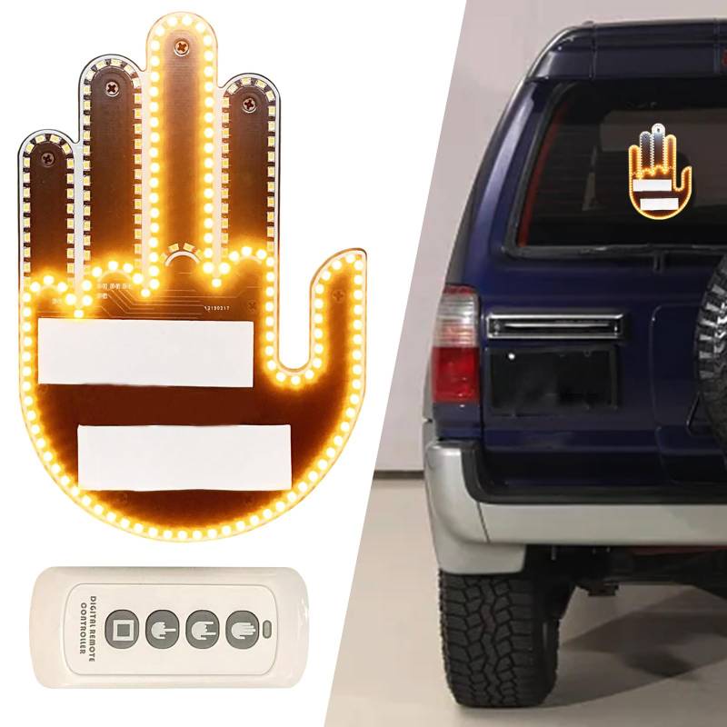 Sylswx LED-Mittelfinger-Schild für Auto, Mittelfinger-Licht für Auto,Daumen-Up-Down-Licht, Cooles Auto-Innenlicht,Cooles lustiges Autozubehör von Sylswx