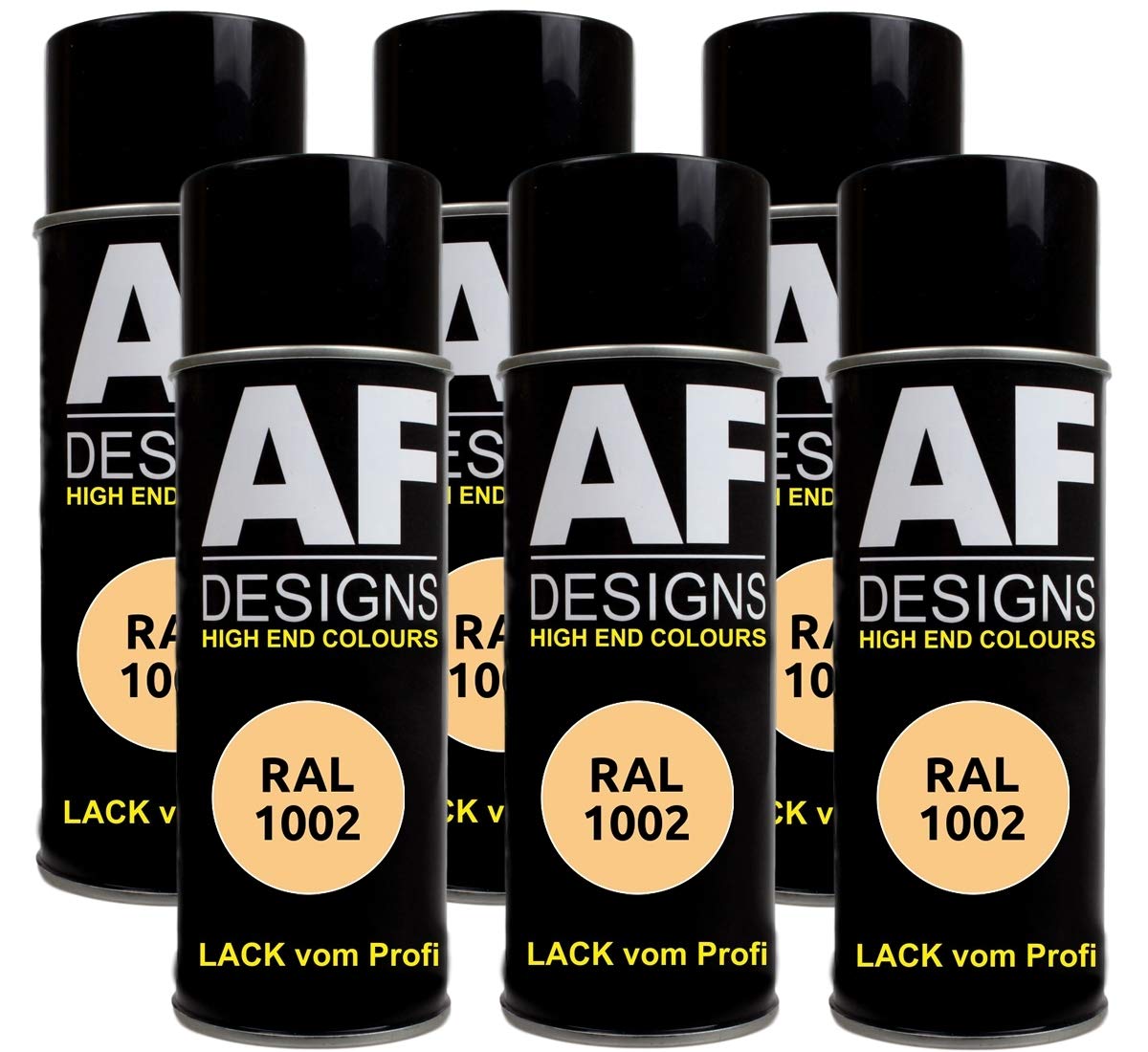 Alex Flittner Designs 6x RAL Lackspray Autolack Buntlack Spraydose RAL1002 SANDGELB matt von Alex Flittner Designs