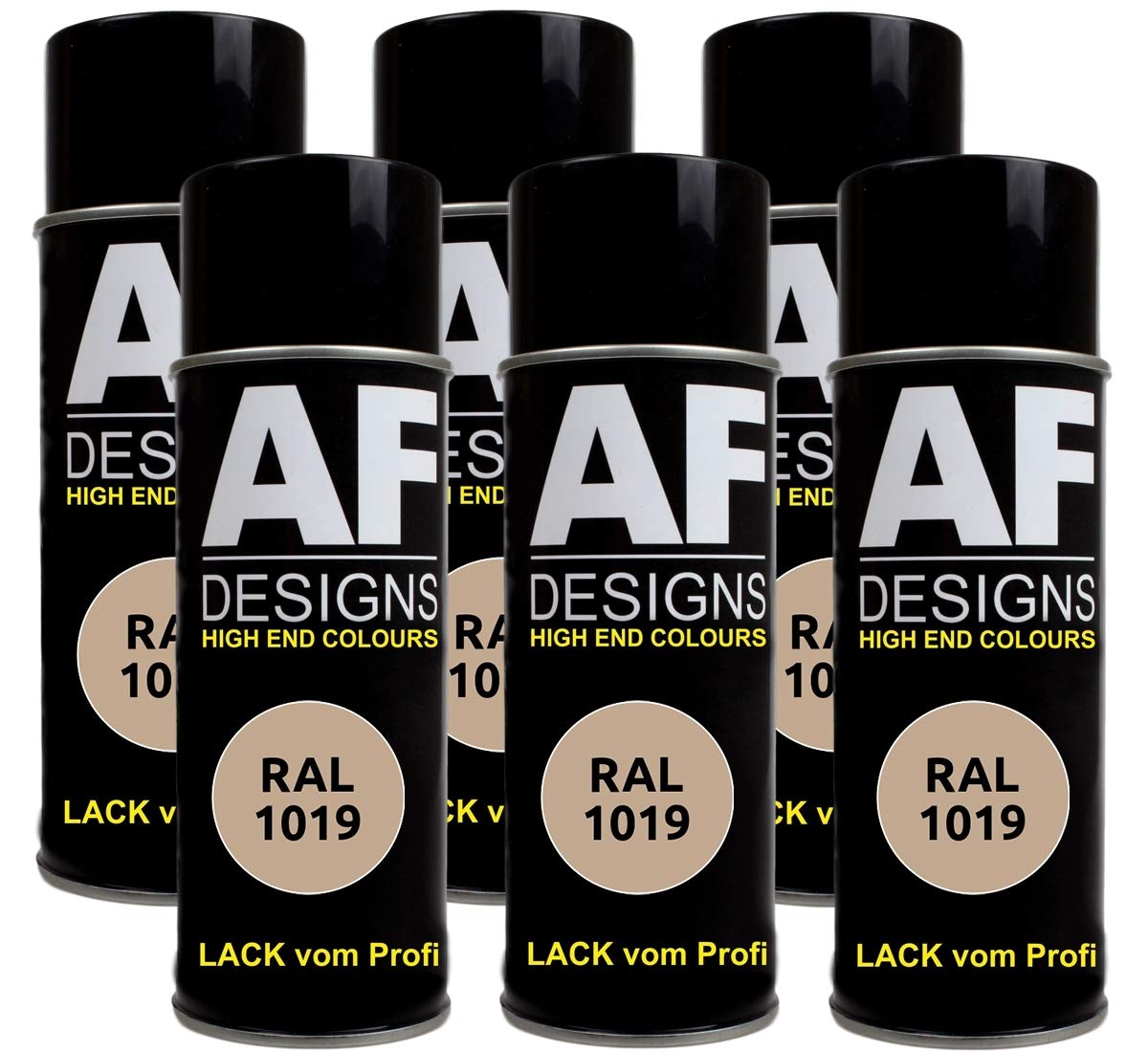 Alex Flittner Designs 6x RAL Lackspray Autolack Buntlack Spraydose RAL1019 GRAUBEIGE glänzend von Alex Flittner Designs