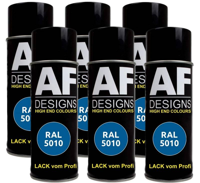 Alex Flittner Designs 6x RAL Lackspray Autolack Buntlack Spraydose RAL5010 ENZIANBLAU glänzend von Alex Flittner Designs