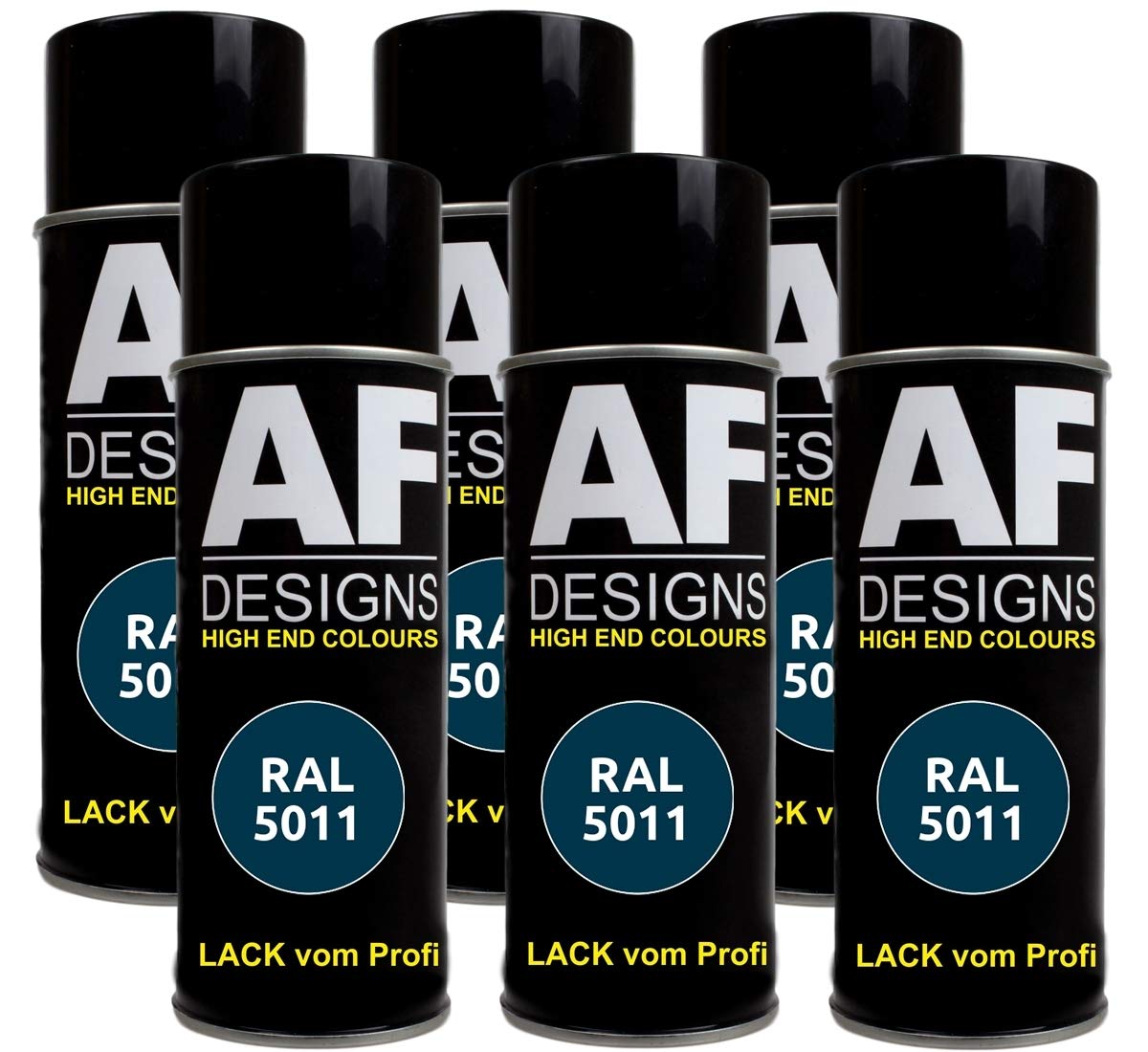 Alex Flittner Designs 6x RAL Lackspray Autolack Buntlack Spraydose RAL5011 STAHLBLAU glänzend von Alex Flittner Designs