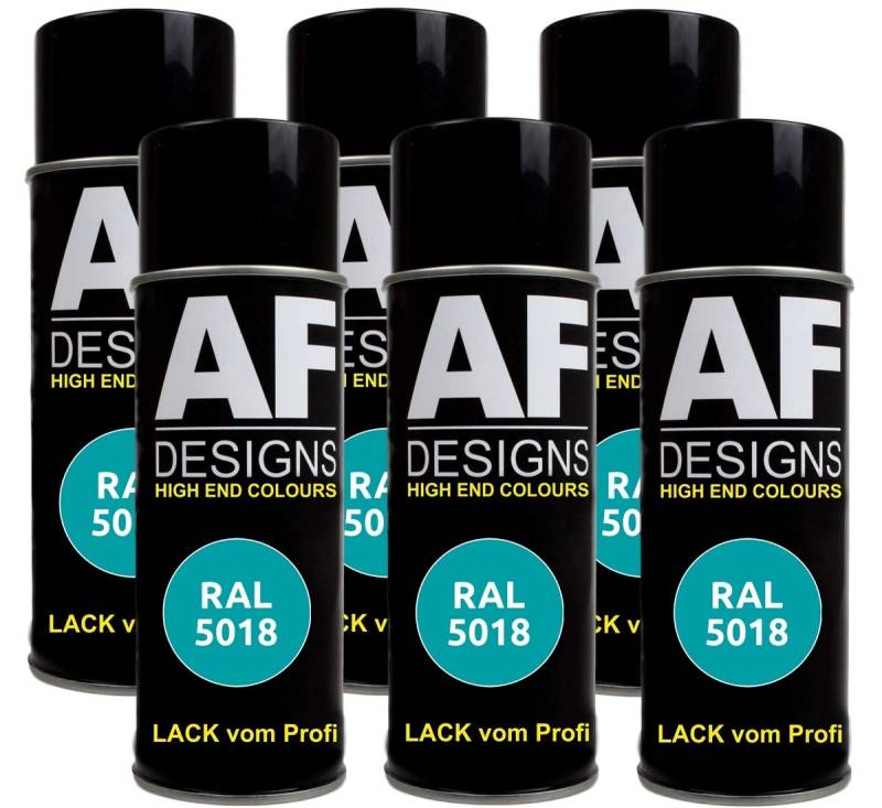 Alex Flittner Designs 6x RAL Lackspray Autolack Buntlack Spraydose RAL5018 TUERKISBLAU seidenmatt von Alex Flittner Designs