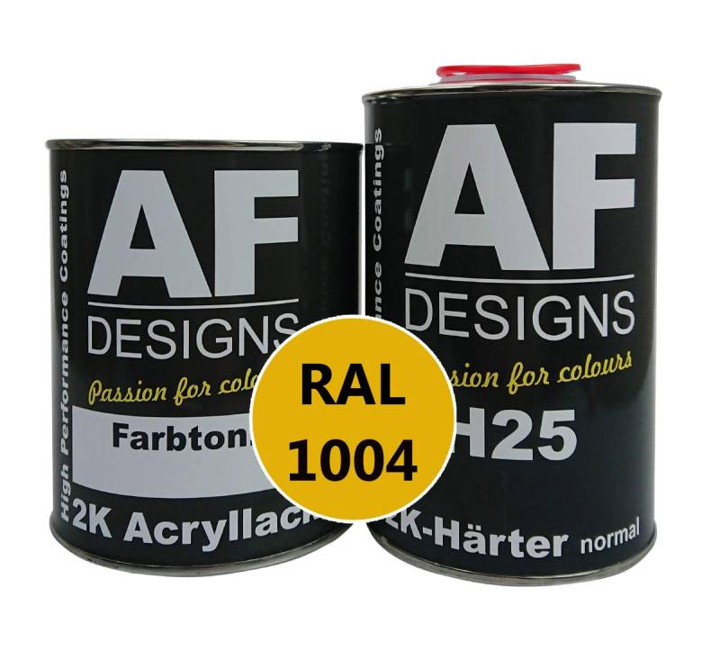 Alex Flittner Designs 2K Acryl Lack Autolack 1,5kg Set RAL 1004 GOLDGELB glänzend incl. Härter von Alex Flittner Designs