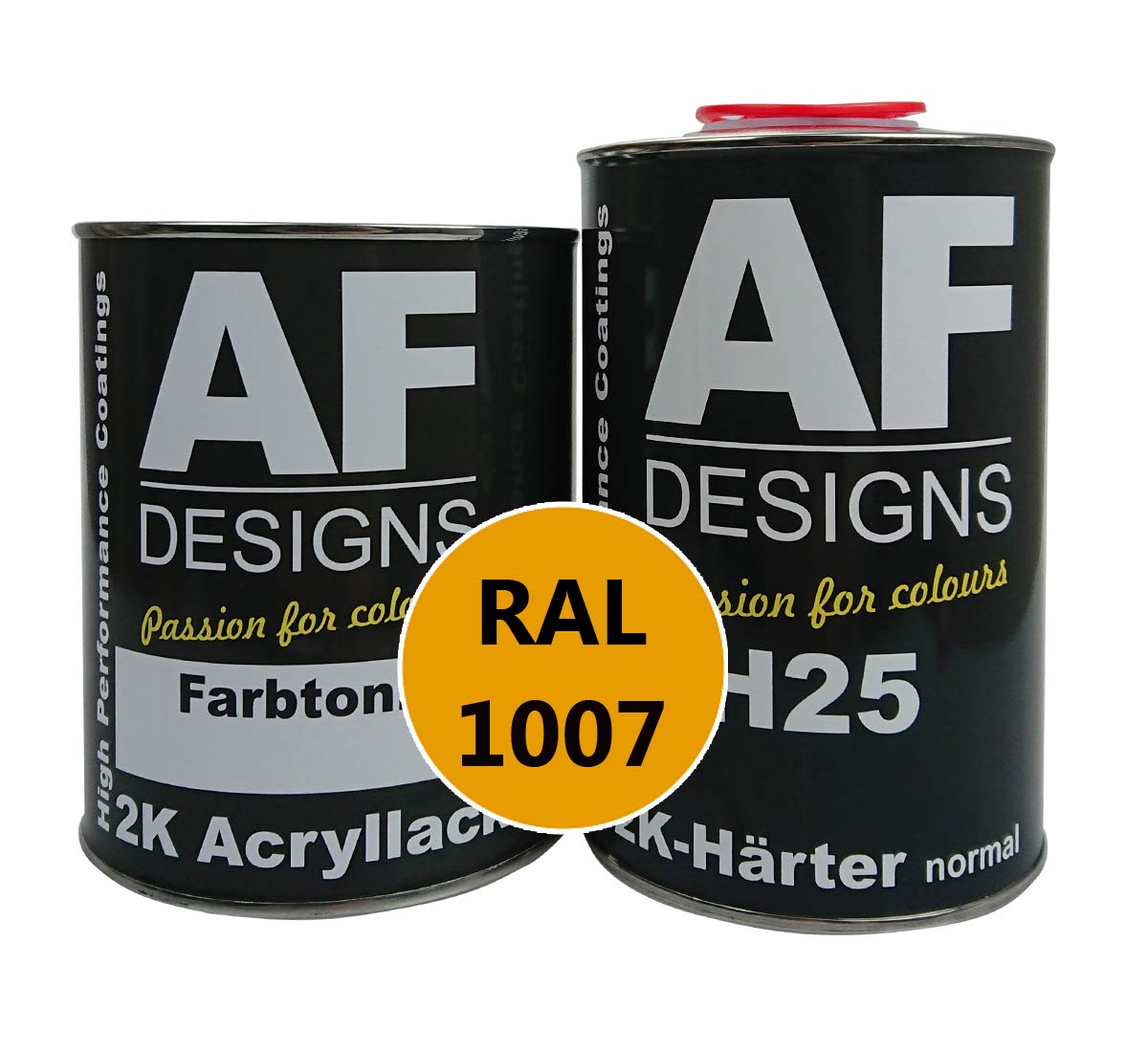 Alex Flittner Designs 2K Acryl Lack Autolack 1,5kg Set RAL 1007 NARZISSENGELB glänzend incl. Härter von Alex Flittner Designs