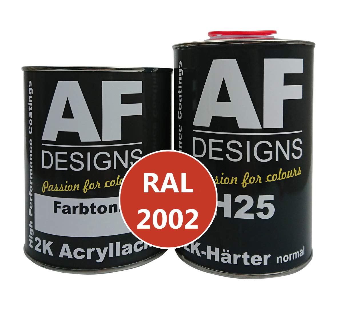 Alex Flittner Designs 2K Acryl Lack Autolack 1,5kg Set RAL 2002 BLUTORANGE glänzend incl. Härter von Alex Flittner Designs