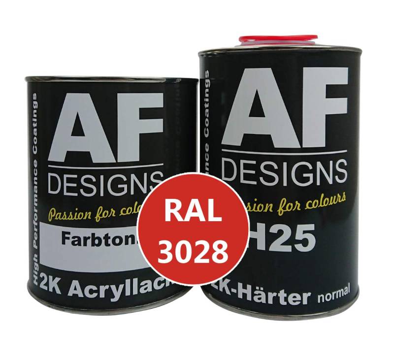 Alex Flittner Designs 2K Acryl Lack Autolack 1,5kg Set RAL 3028 REINROT glänzend incl. Härter von Alex Flittner Designs