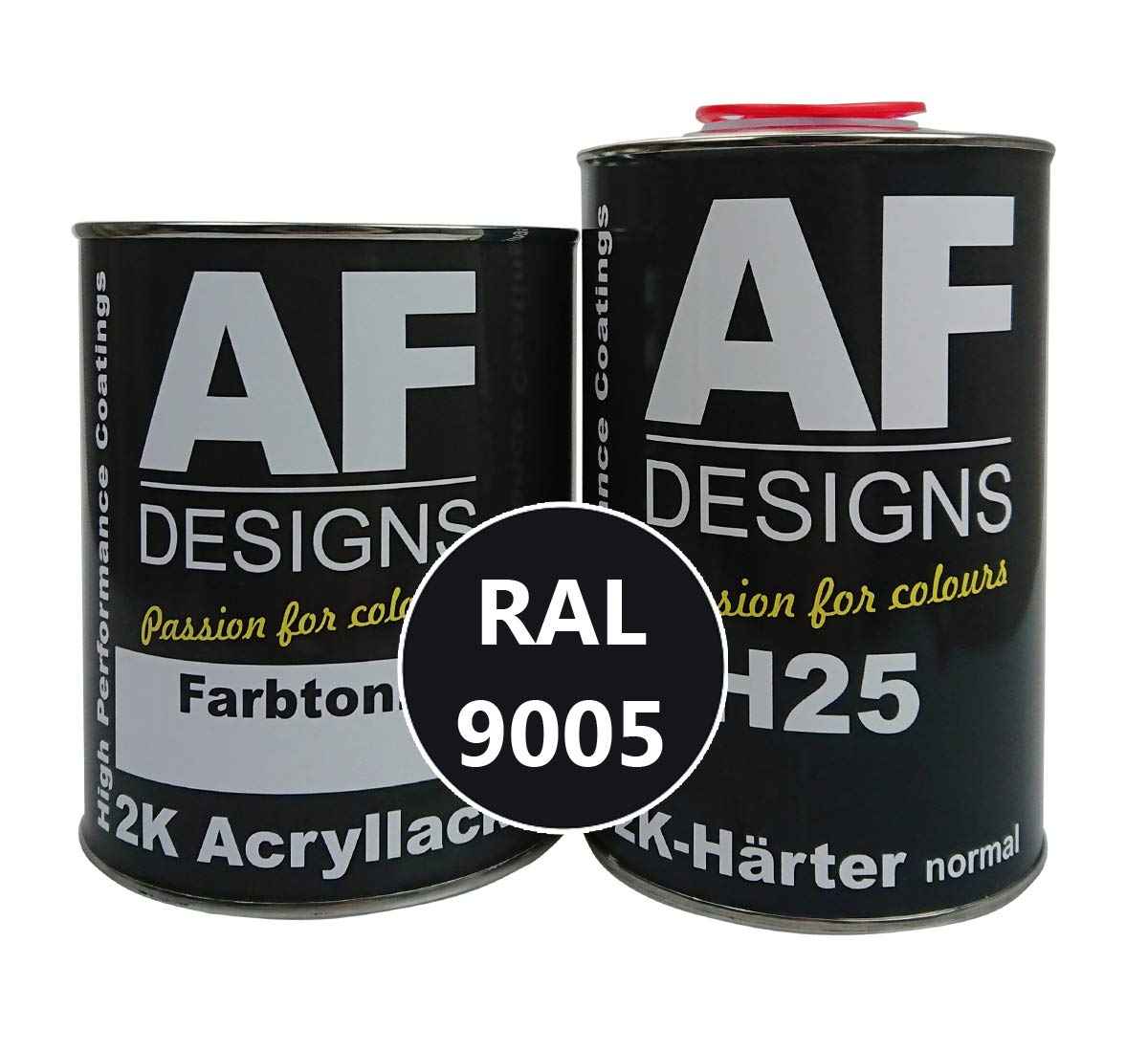 Alex Flittner Designs 2K Acryl Lack Autolack 1,5kg Set RAL 9005 TIEFSCHWARZ glänzend incl. Härter von Alex Flittner Designs