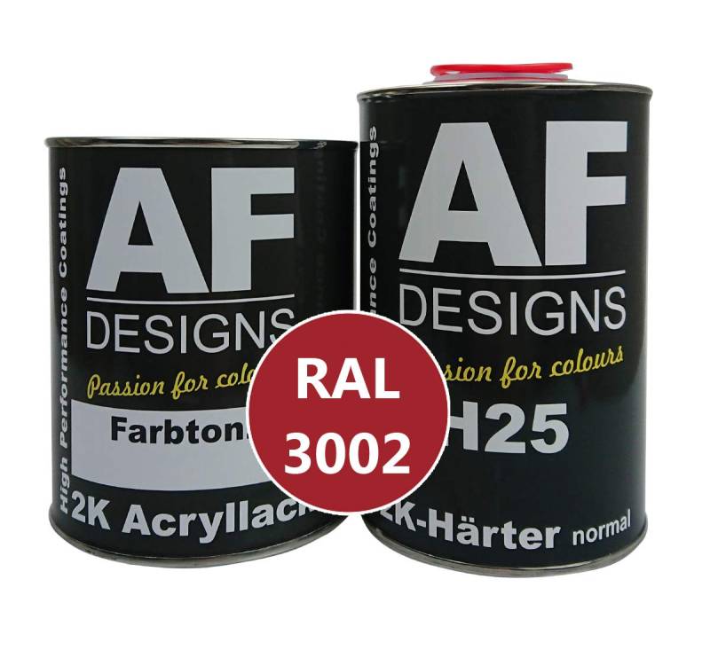 Alex Flittner Designs 2K Acryl Lack Autolack 3 kg Set RAL 3002 Karminrot glänzend incl. Härter von Alex Flittner Designs