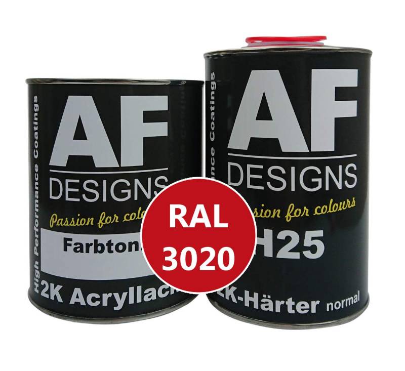 Alex Flittner Designs 2K Acryl Lack Autolack 3 kg Set RAL 3020 VERKEHRSROT glänzend incl. Härter von Alex Flittner Designs