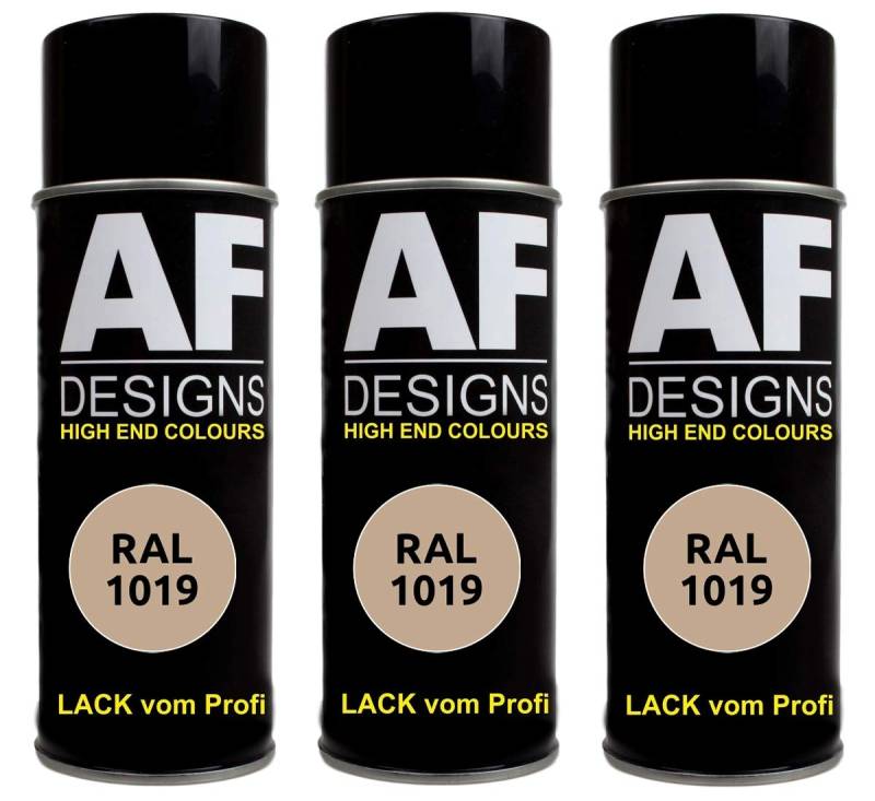 Alex Flittner Designs 3x RAL Lackspray Autolack Buntlack Spraydose RAL1019 GRAUBEIGE matt von Alex Flittner Designs