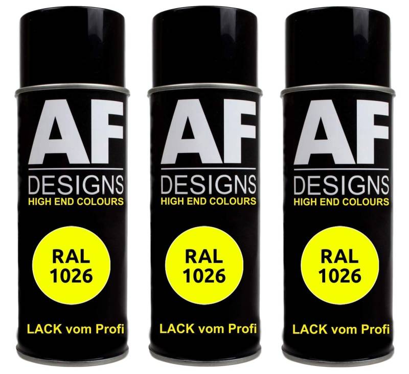 Alex Flittner Designs 3X RAL Lackspray Autolack Buntlack Spraydose RAL1026 LEUCHTGELB matt von Alex Flittner Designs