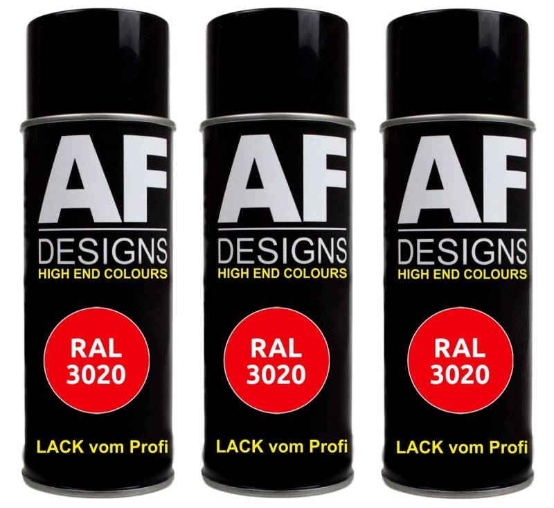 Alex Flittner Designs 3X RAL Lackspray Autolack Buntlack Spraydose RAL3020 VERKEHRSROT stumpfmatt von Alex Flittner Designs