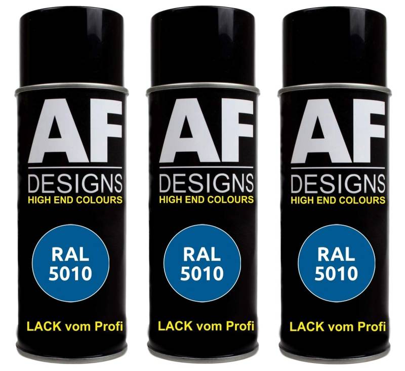 Alex Flittner Designs 3X RAL Lackspray Autolack Buntlack Spraydose RAL5010 ENZIANBLAU stumpfmatt von Alex Flittner Designs