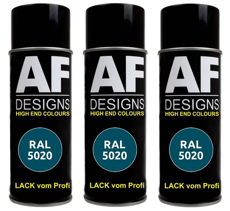 Alex Flittner Designs 3X RAL Lackspray Autolack Buntlack Spraydose RAL5020 OZEANBLAU matt von Alex Flittner Designs