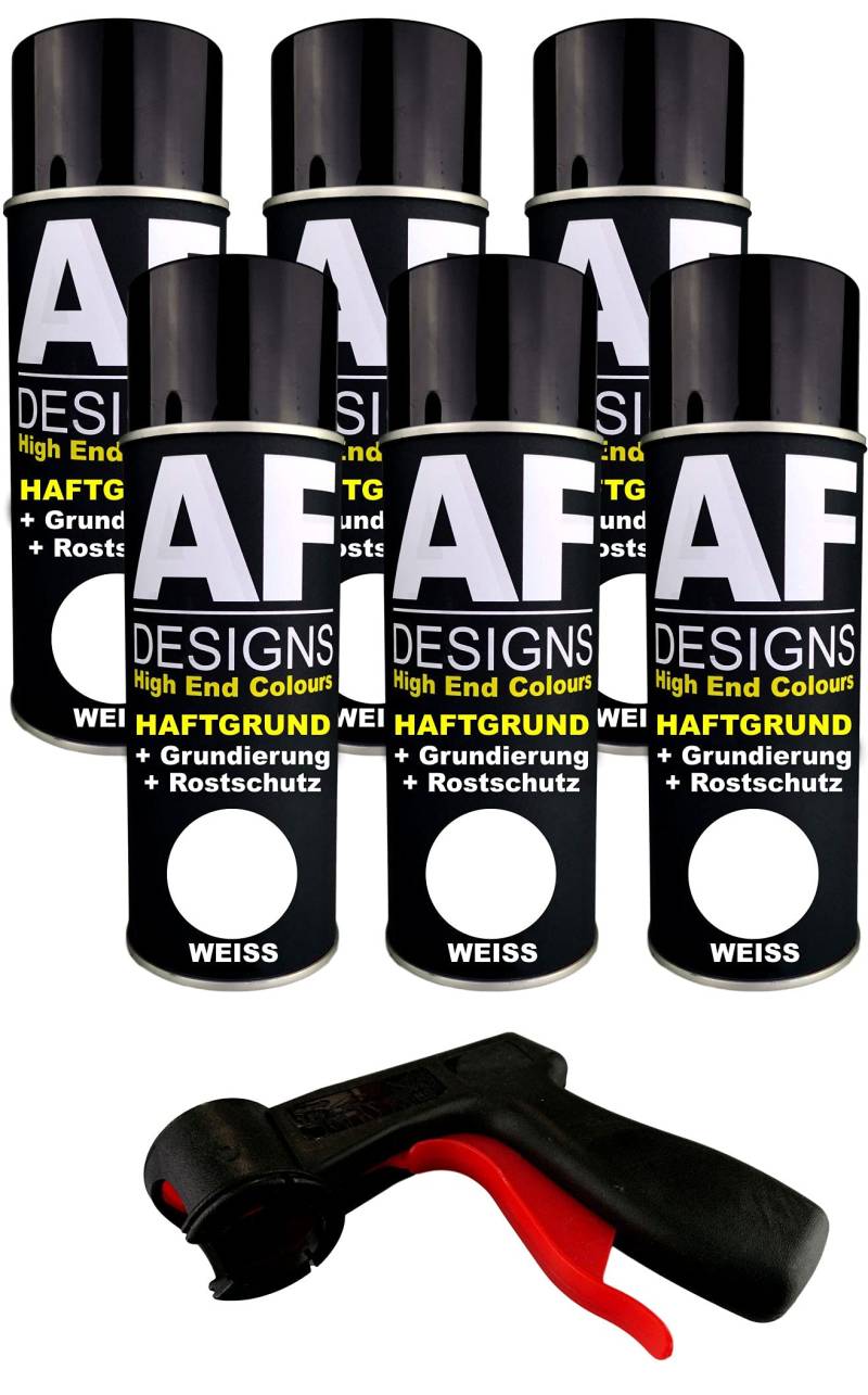 Alex Flittner Designs 6X Haftgrund Spraydose Weiss + Haltegriff Grundierung Rostschutz Autolack von Alex Flittner Designs