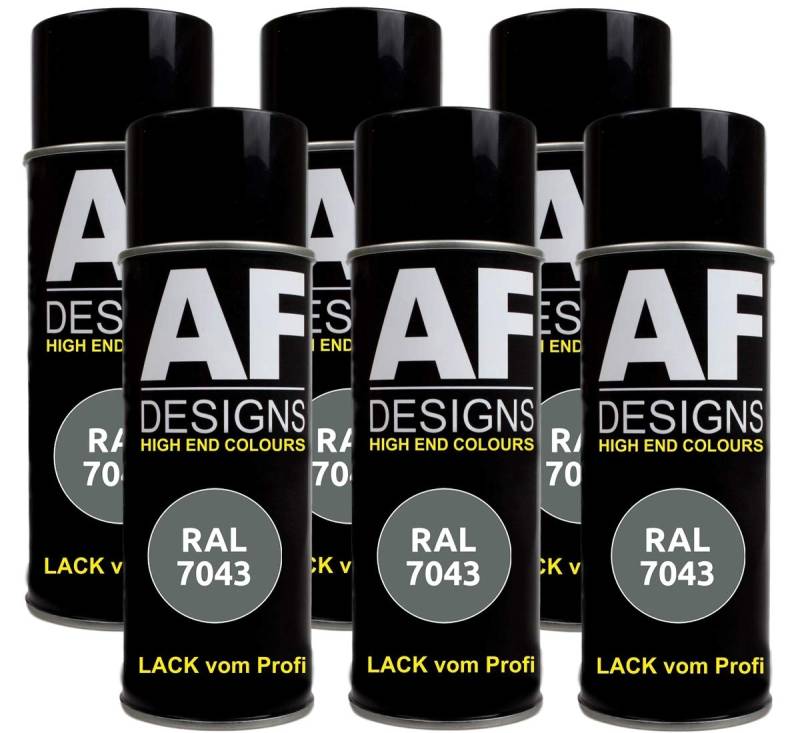 Alex Flittner Designs 6x RAL Lackspray Autolack Buntlack Spraydose RAL7043 VERKEHRSGRAU B glänzend von Alex Flittner Designs