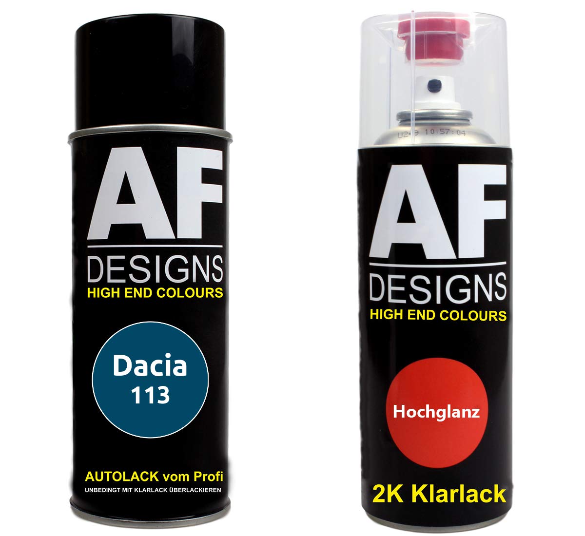 Autolack Spraydose Set für Dacia 113 Blau/Blue 2K Klarlack Basislack Sprühdose Spraydosen 2x400ml von Alex Flittner Designs