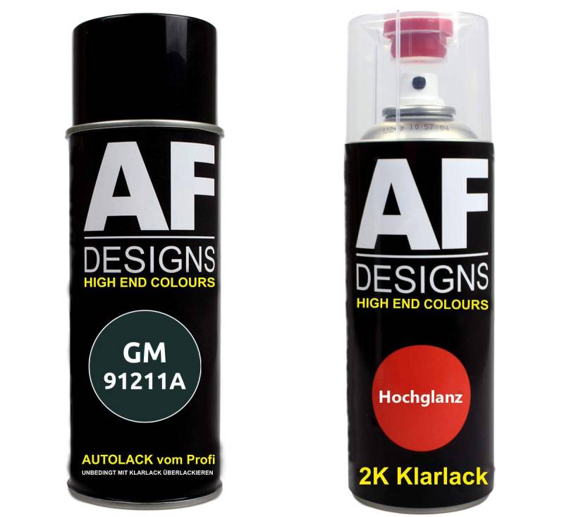 Alex Flittner Designs Autolack Spraydose Set für GeneralMotors 91211A Dark Polo Green 2K Klarlack Basislack Sprühdose Spraydosen 2x400ml von Alex Flittner Designs