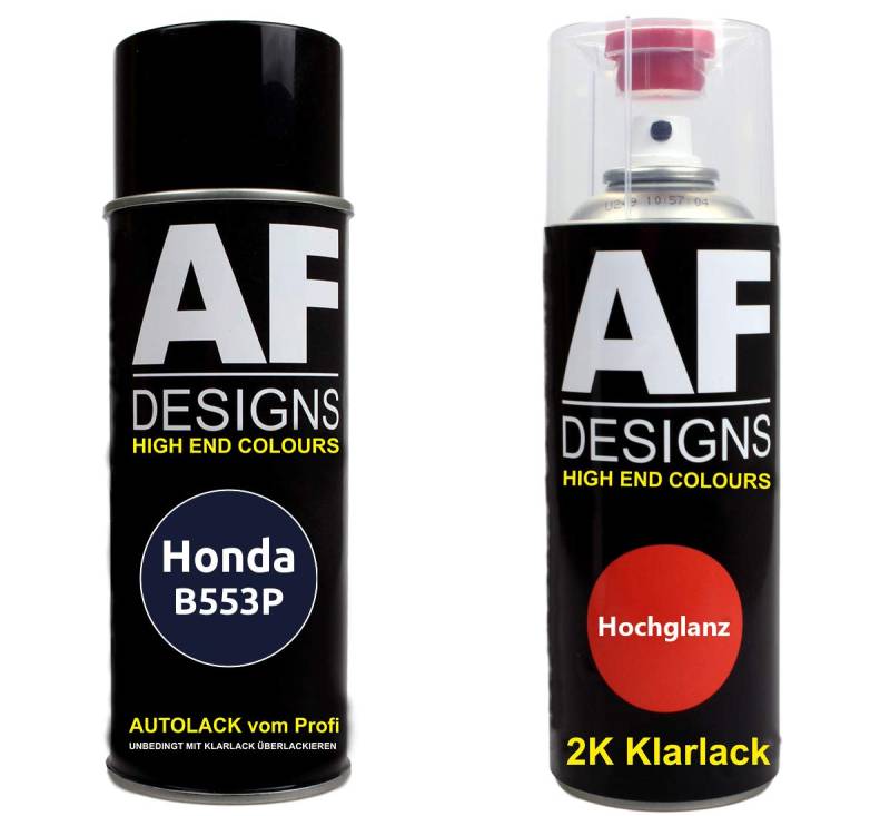 Alex Flittner Designs Autolack Spraydose Set für Honda B553P Cobalt Blue Perl 2K Klarlack Basislack Sprühdose Spraydosen 2x400ml von Alex Flittner Designs