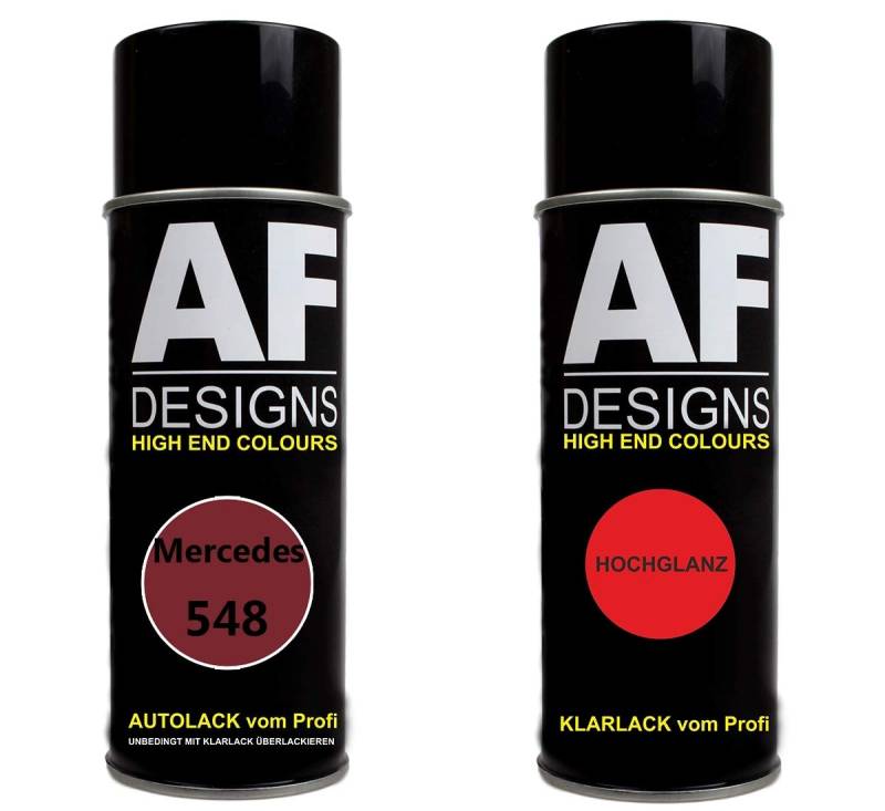 Autolack Spraydose Set für Mercedes/Daimler Benz 548 Bernsteinrot Metallic Basislack Klarlack Sprühdose 400ml von Alex Flittner Designs